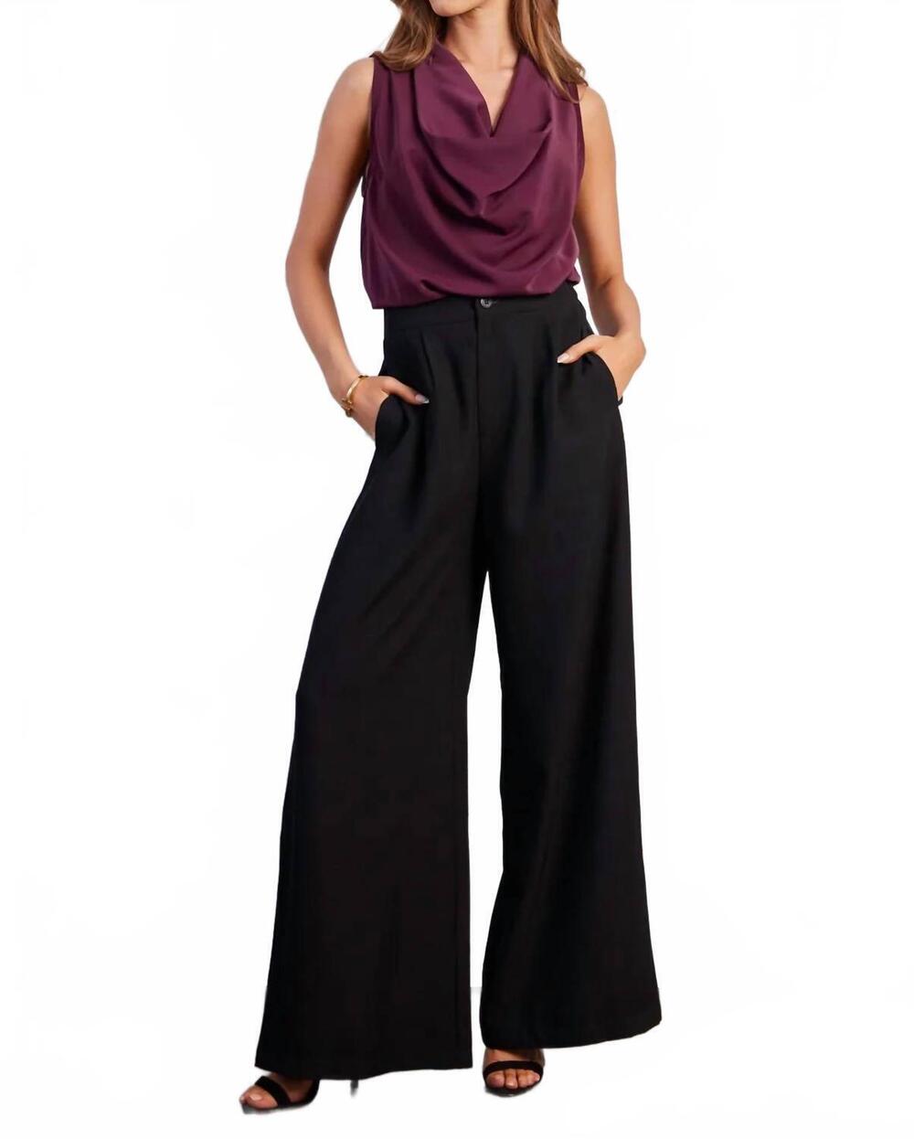 NEW BISHOP + YOUNG marbella wide leg pant in black